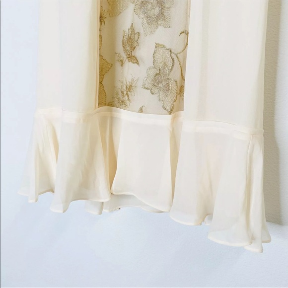 BCBGMAXAXRIA Cream Gold Embroidered Dress - Picture 5 of 10
